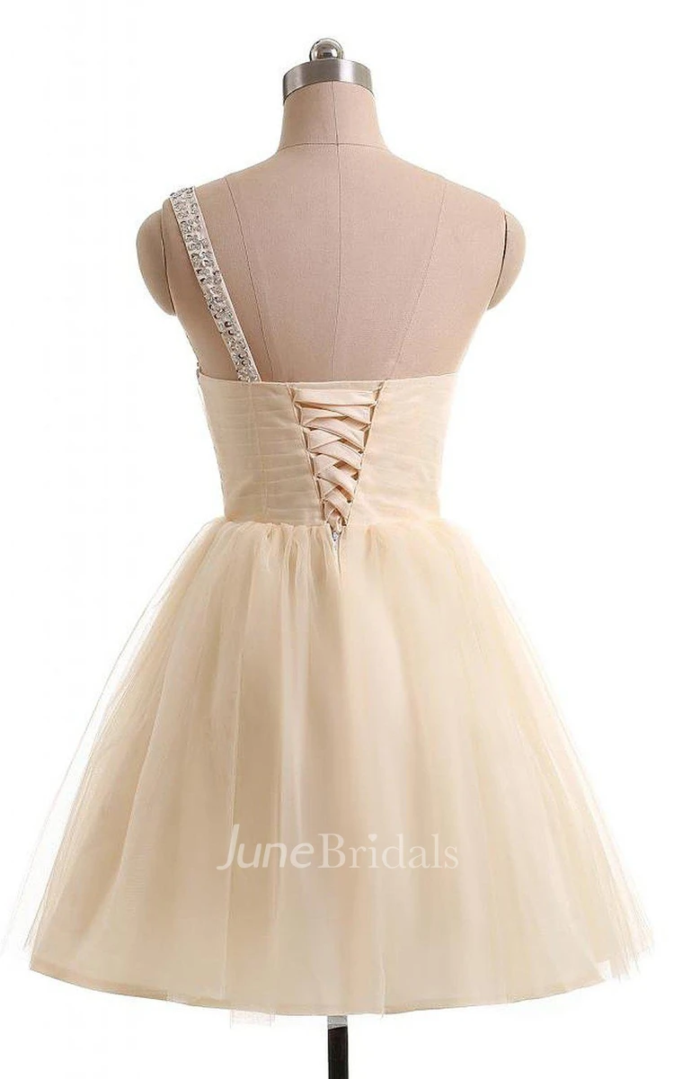 One-shoulder Short A-line Dress With Sequins