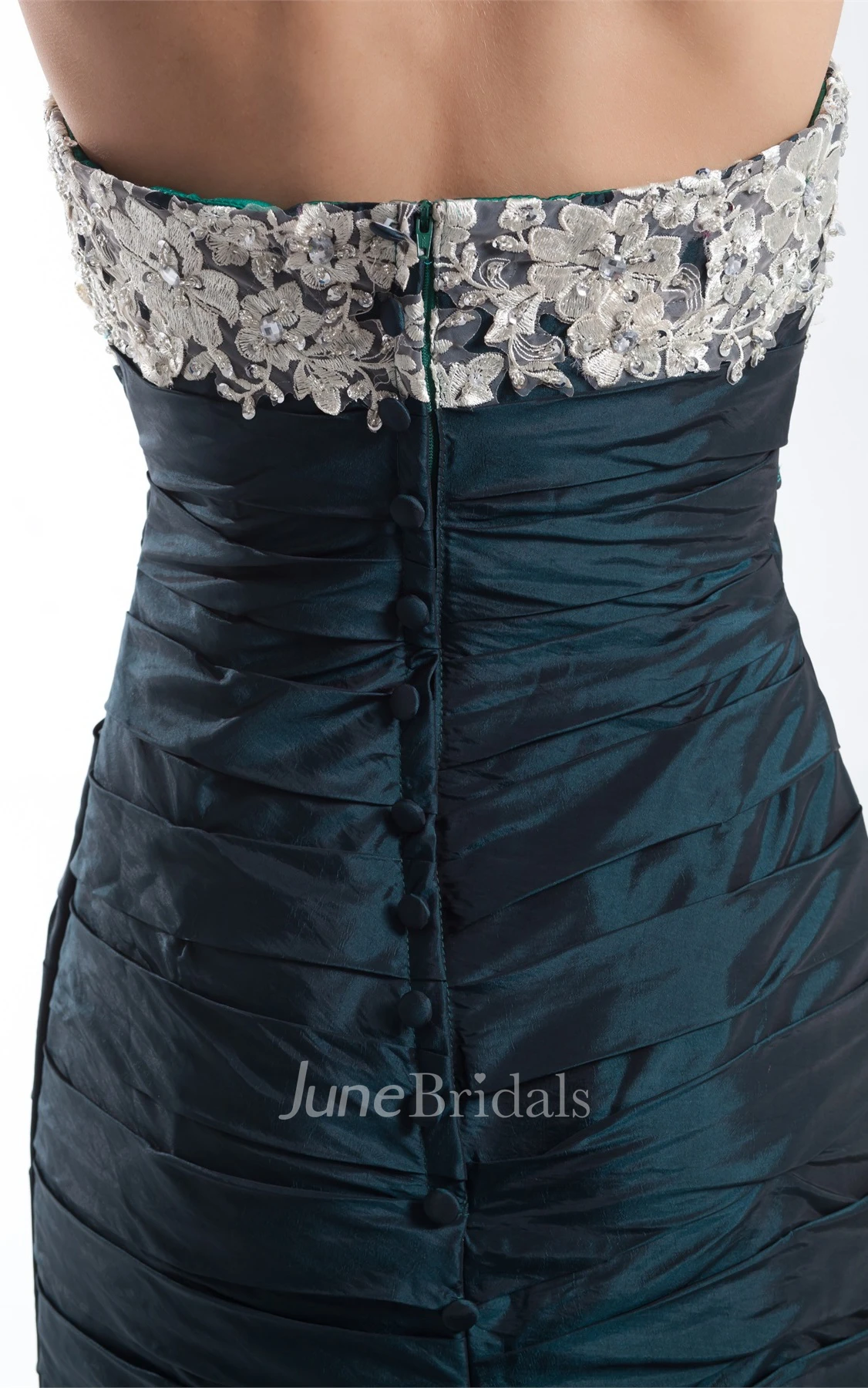 Strapless Mermaid Gown with Lace Top and Ruching