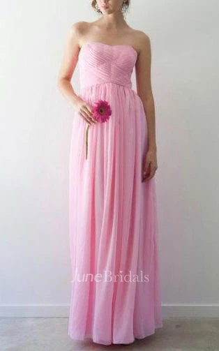 Floor-length Strapless Chiffon Dress