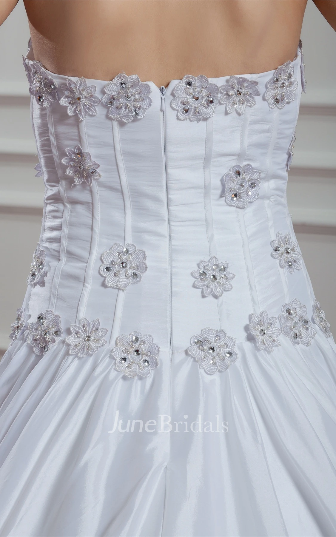 Sweetheart A-Line Pleated Dress with Flower and Stress