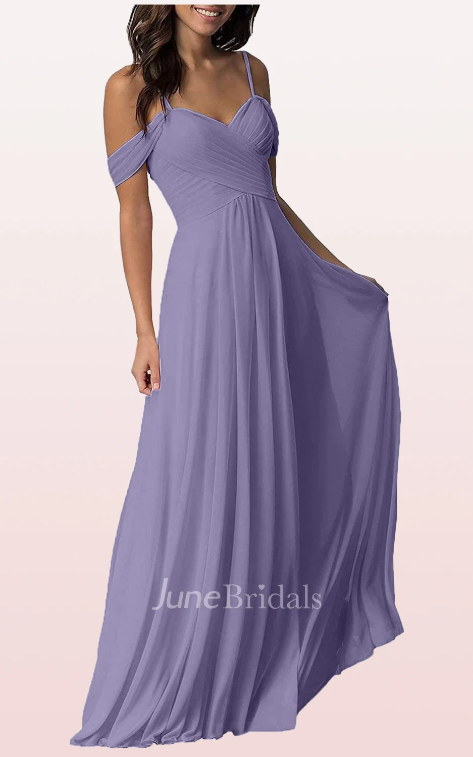 Elegant A Line Off-the-shoulder Chiffon Sleeveless Bridesmaid Dress