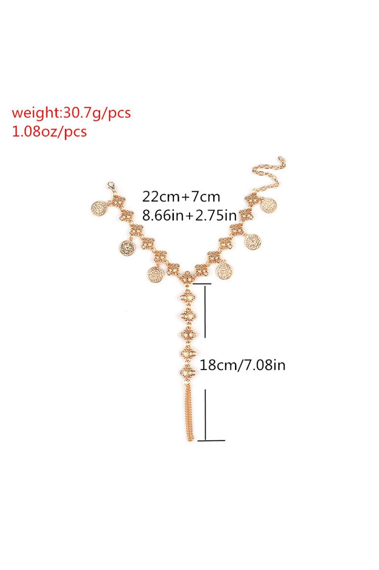 Western Style Popular Retro Ethnic Wind Beach Leisure Coins Tassel Anklets