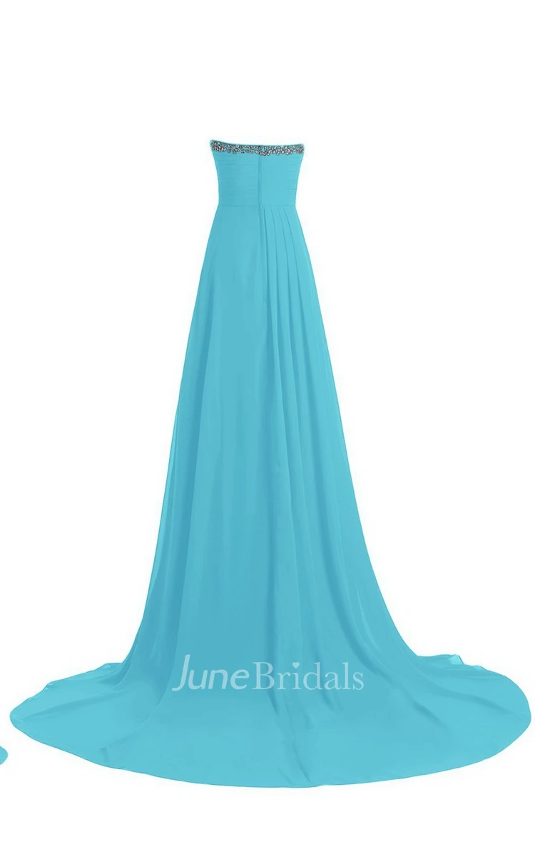 Strapless Court Train With Crystal Trim