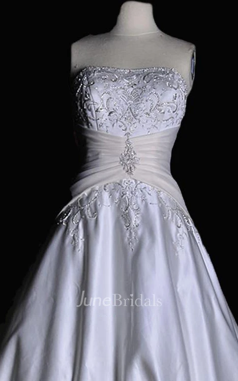 A-Line Strapless Satin Weddig Dress