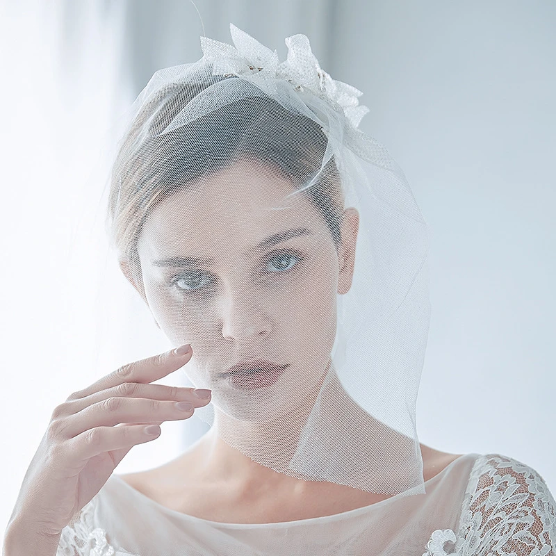 Western Style Short Bridal Veil with Sequins