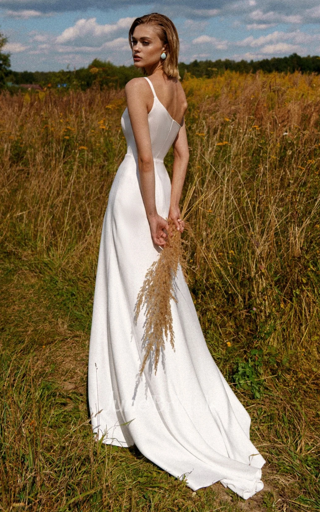 Elegant 2-in-1 Chiffon and Satin Sweep Train Wedding Dress with Removable Skirt