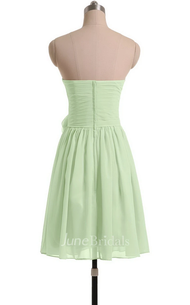 Sweetheart A-line Short Chiffon Dress With Flower