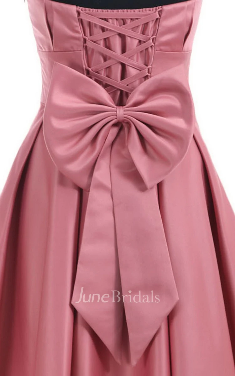Strapless Empire A-line Mini Ruffled Satin Dress
