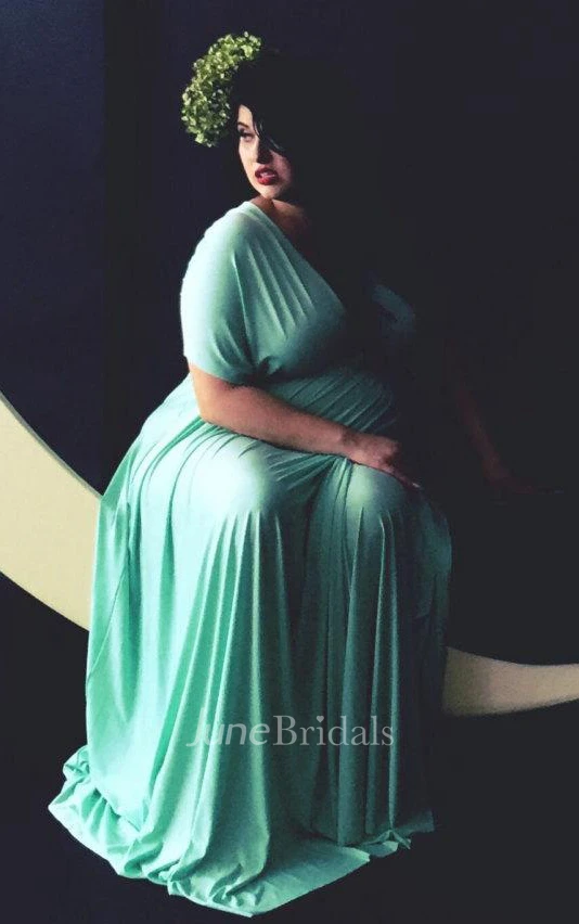 Chesapeake Mint Satin Jersey Octopus Convertible Infinity Wrap Long Maternity Dress