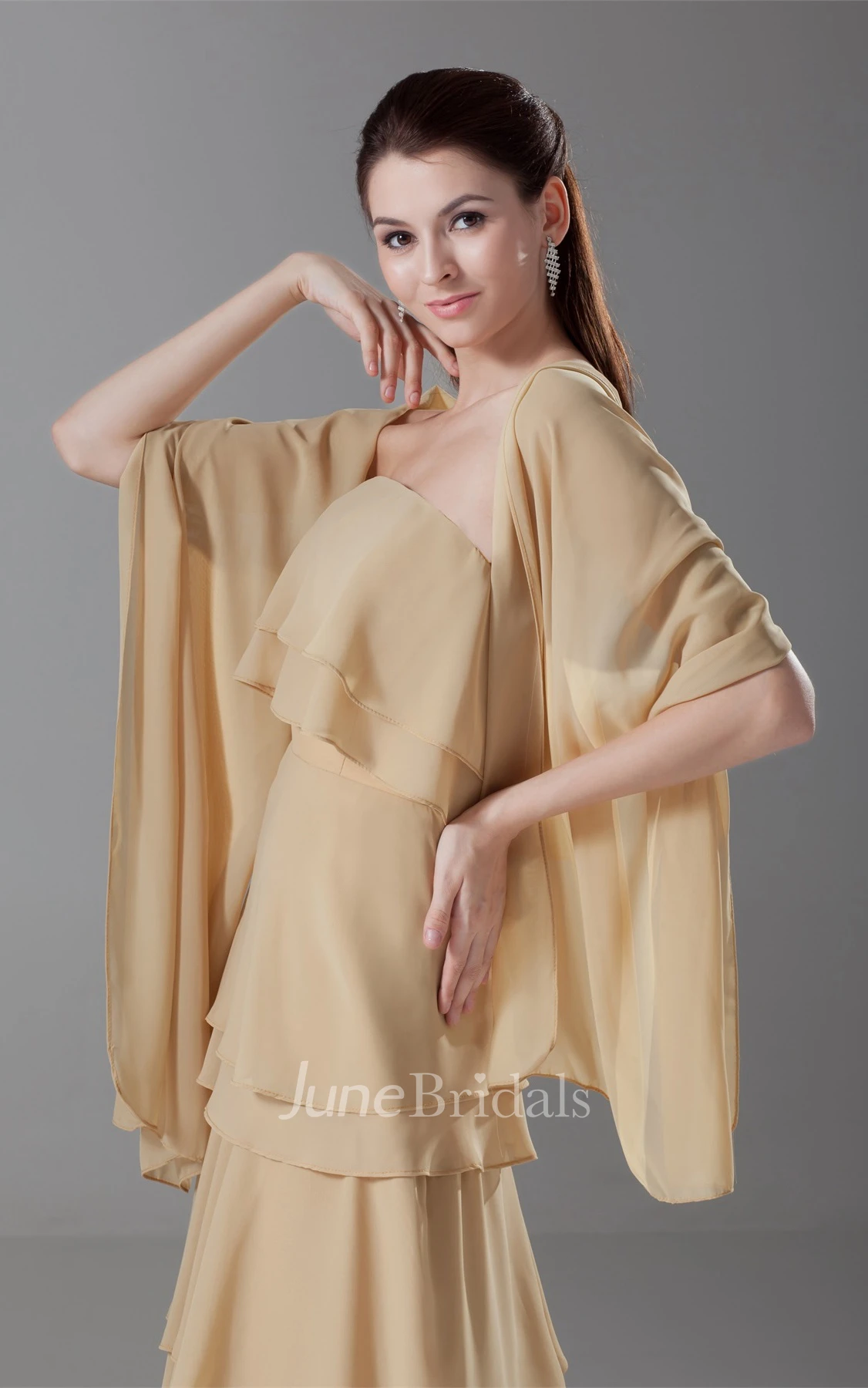simple layered floor-length chiffon dress with pleats