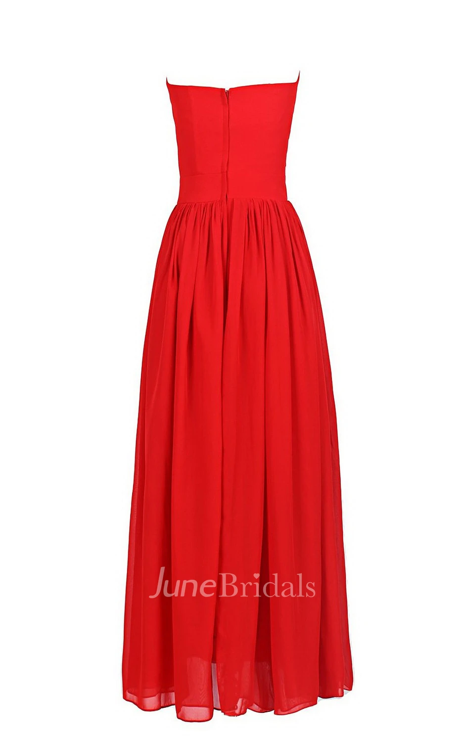 Sweetheart Asymmetrical Ruched Long Pleated Chiffon Dress