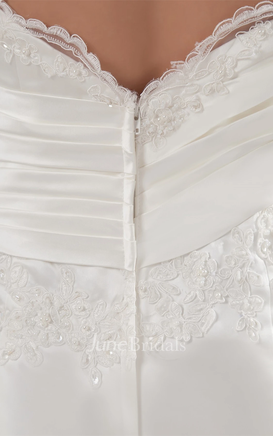 lace mermaid sweetheart dress with brush train and low-v back