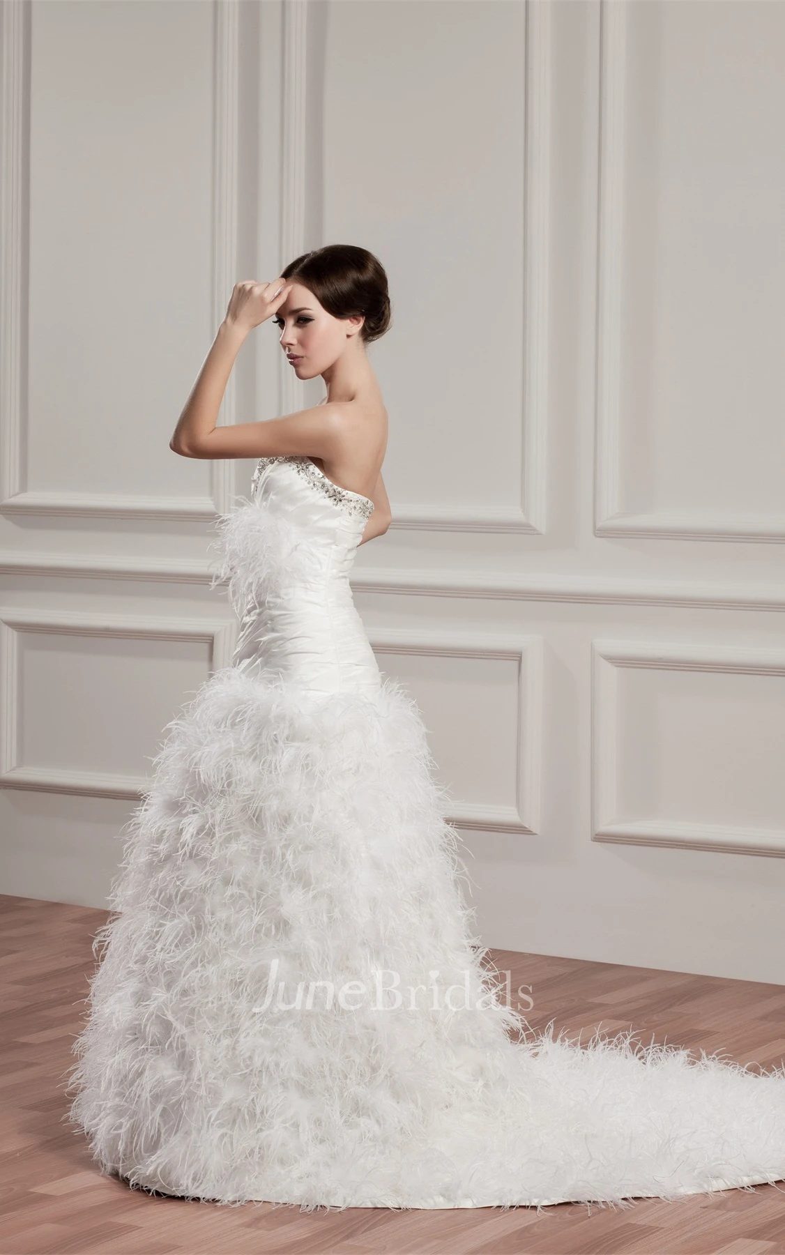 Sweetheart Ruched A-Line Dress with Beading and Fluffy Skirt