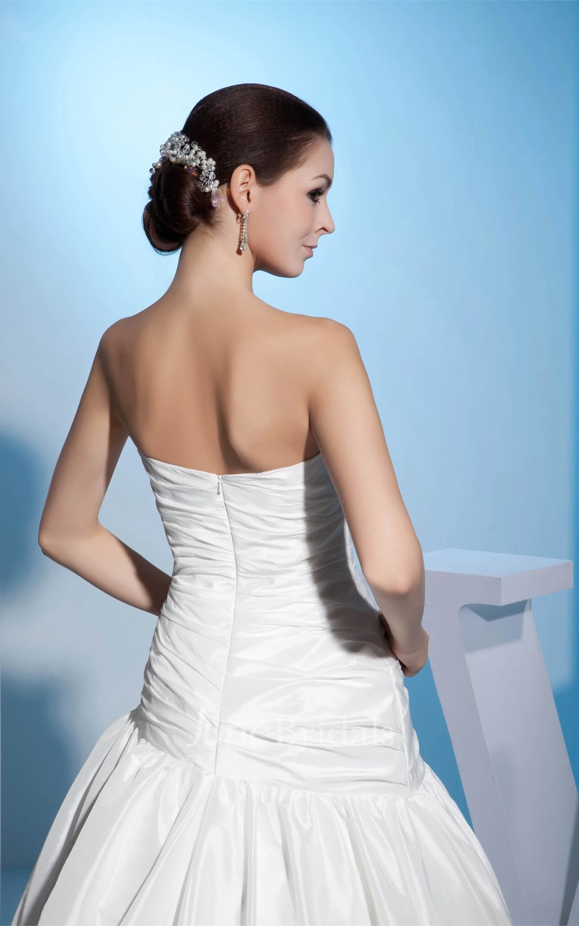 Sweetheart Criss-Cross A-Line Gown with Beading and Floral Waist