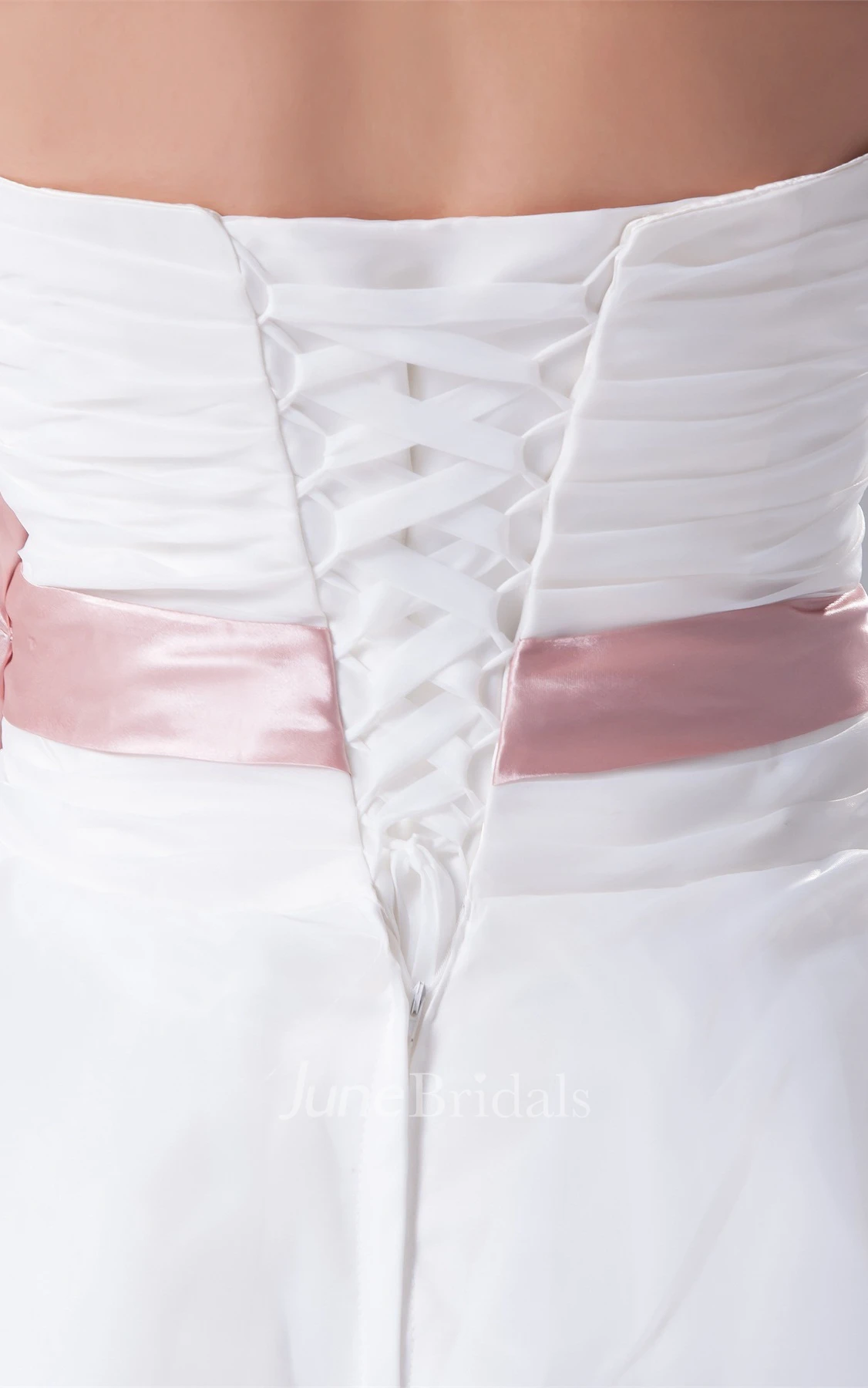 Sweetheart Ruffled Ball Gown with Ribbon and Appliques