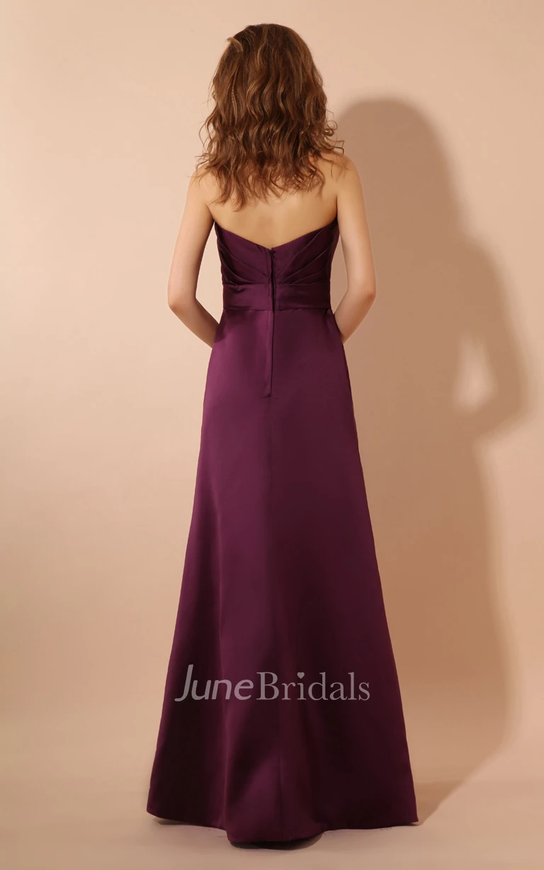 Magnificent Maxi Satin Dress With Ruching And Ruffle