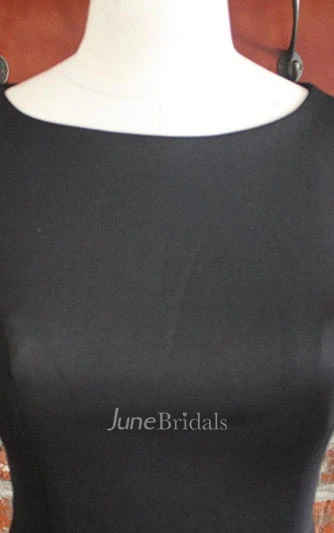 Tea-length Bateau-neck  A-line Satin Dress With Pleats