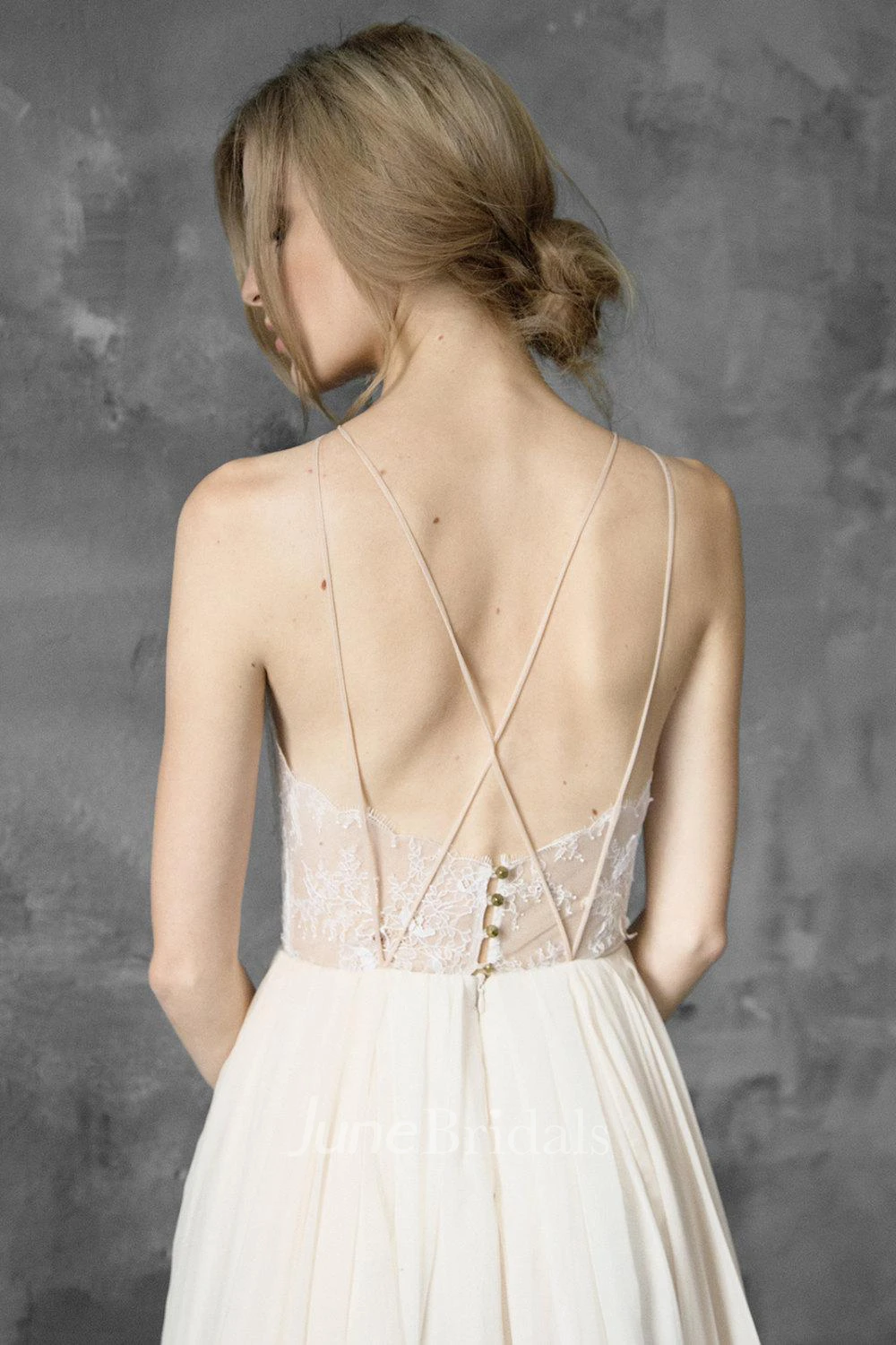 Halter Chiffon Lace Wedding Dress