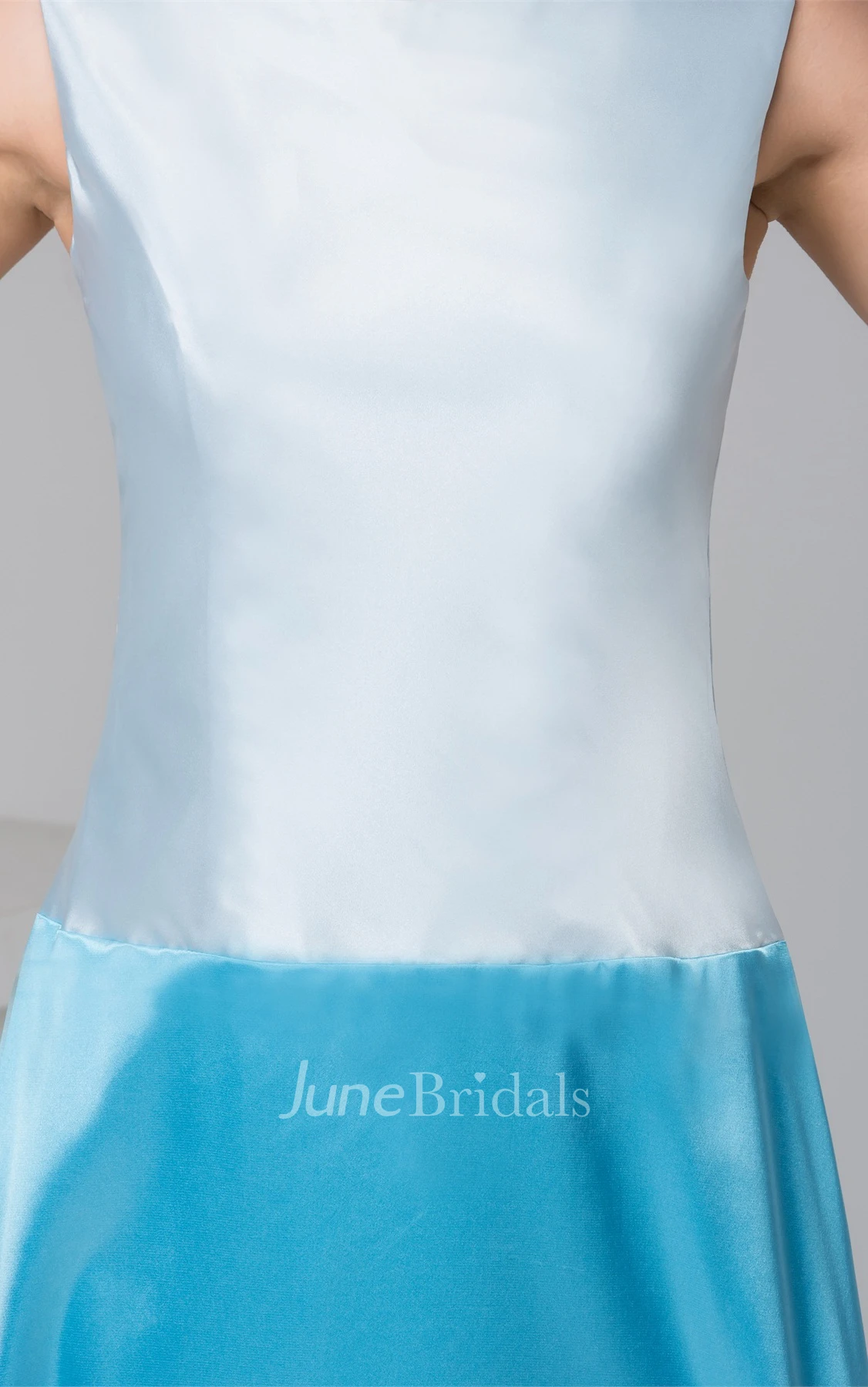 Mute-Color Satin A-Line Gown with Zipper Back