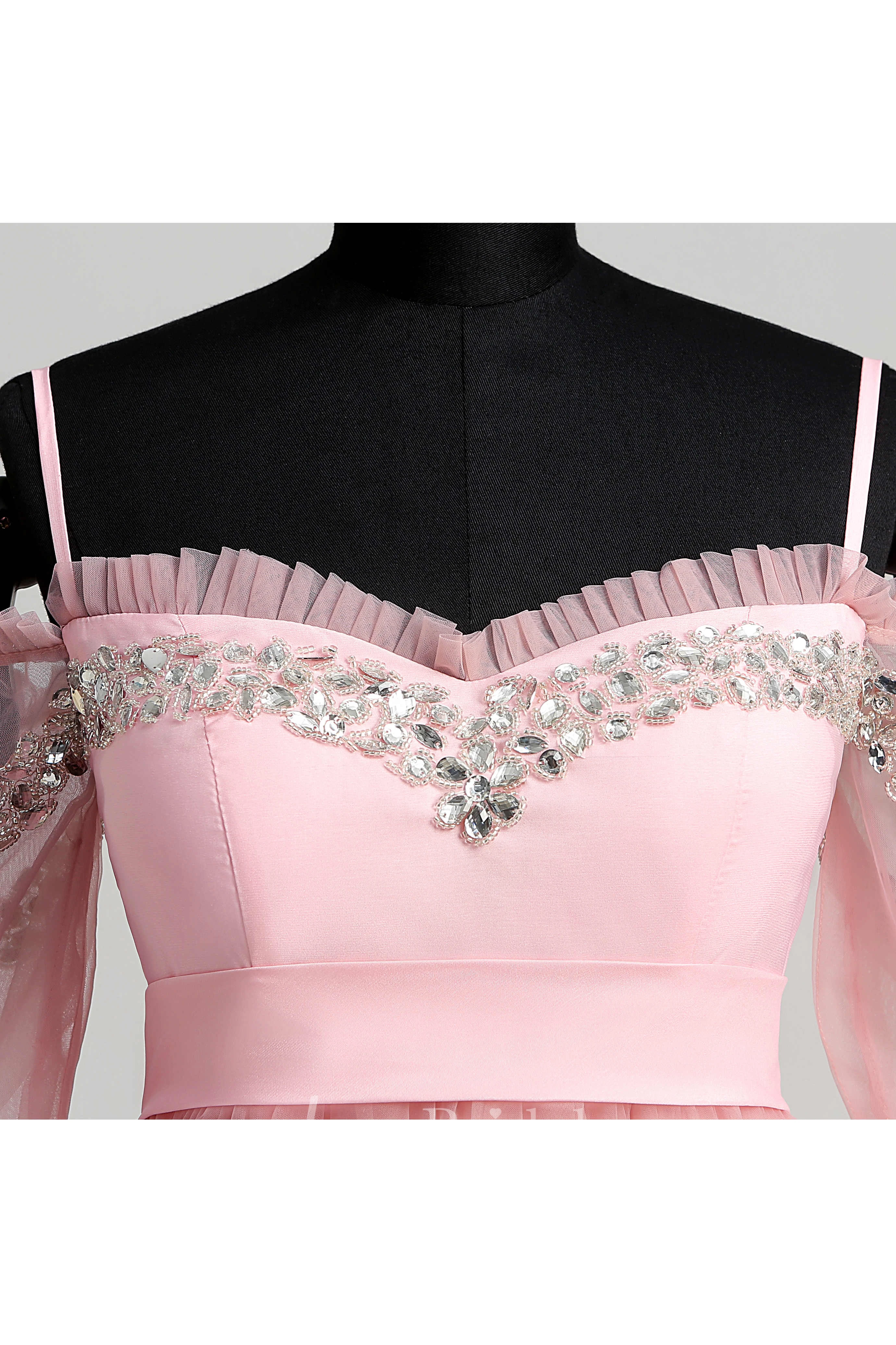 Off-the-sholder Sequined A-line Half Sleeve Dress