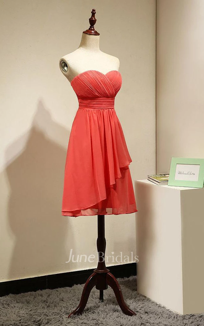 Strapless Sleeveless Dress With Ruching and Pleats