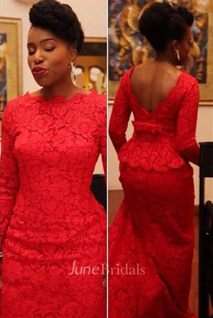 Sexy Red Lace Evening Dress Long on Sale
