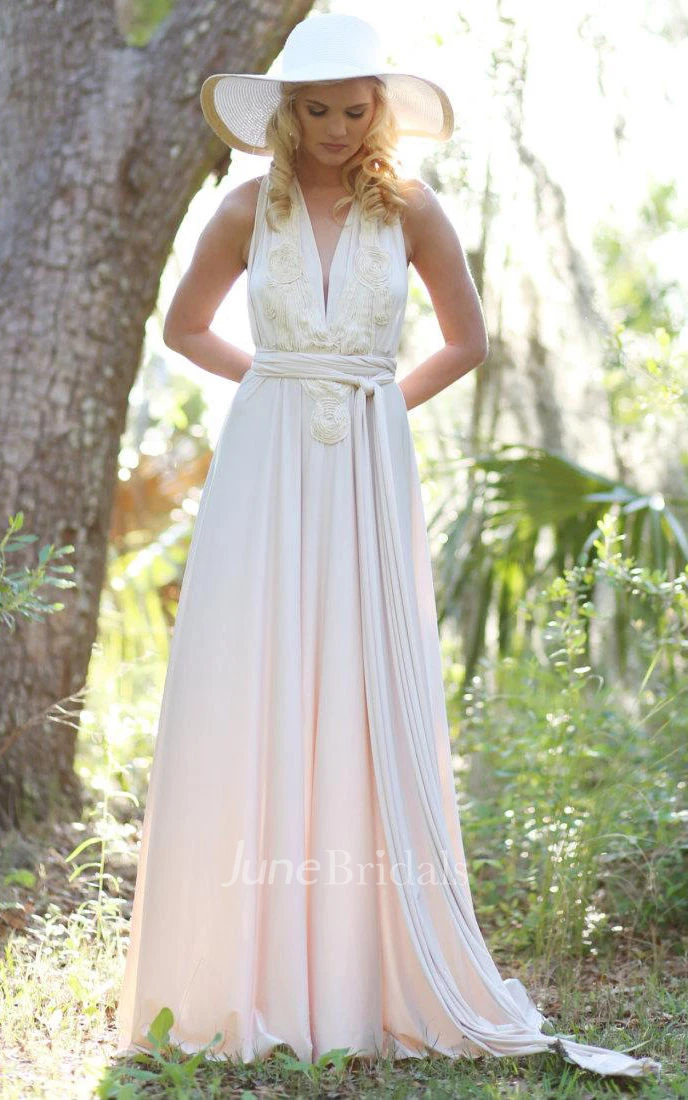 Convertible Wrap Gown With Couture Detailing And Train Dress