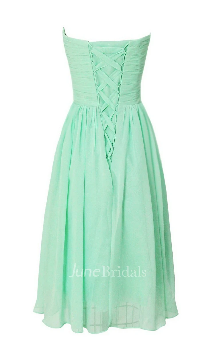 Simple Sweetheart Ruched Short Dress With Lace-up Back