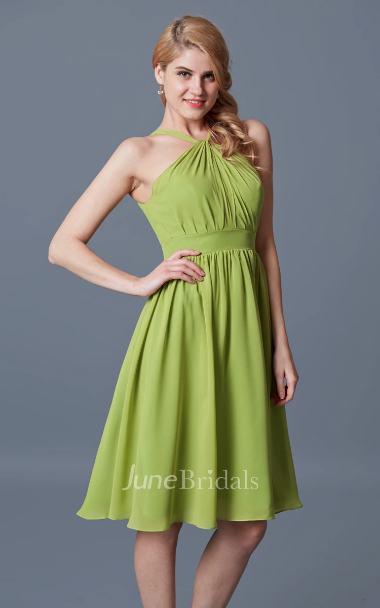 Fairy Halter Neck Sleeveless A-line Chiffon Dress With Empire Waist