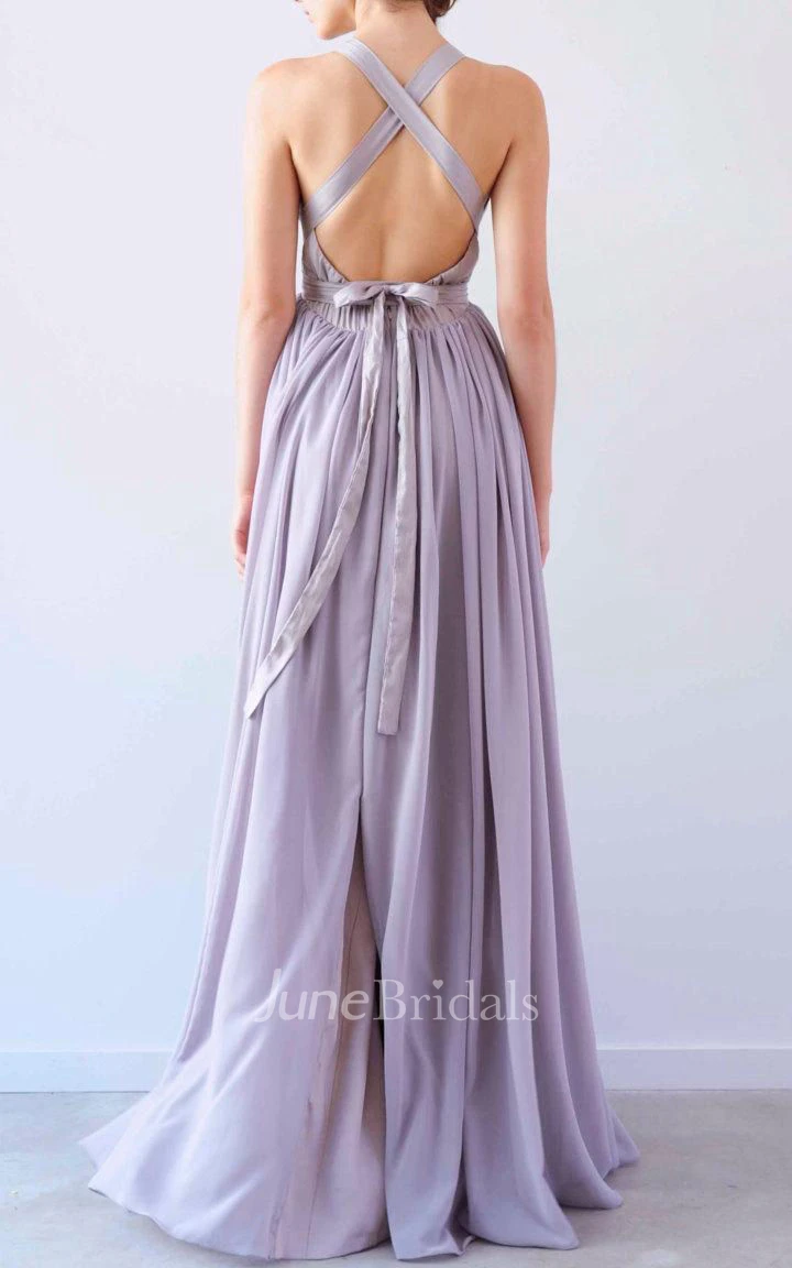 Beautiful Mocha Gown Halter Neck Gown Dress