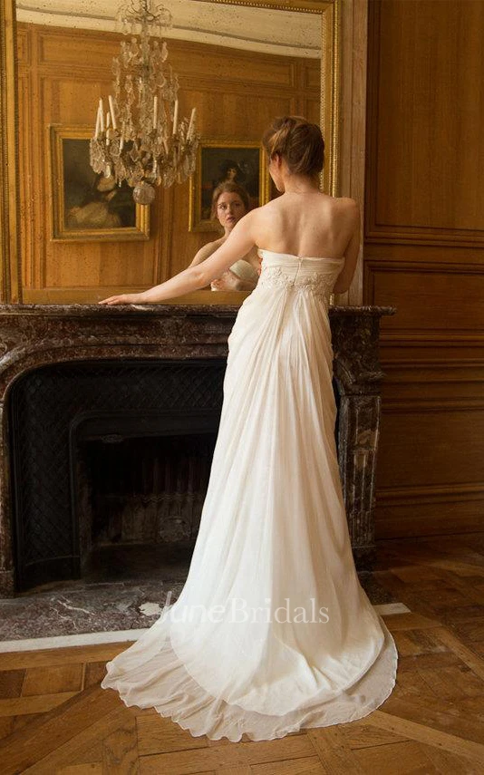 Sweetheart Empire Backless Sheath Floor-Length Chiffon Wedding Dress