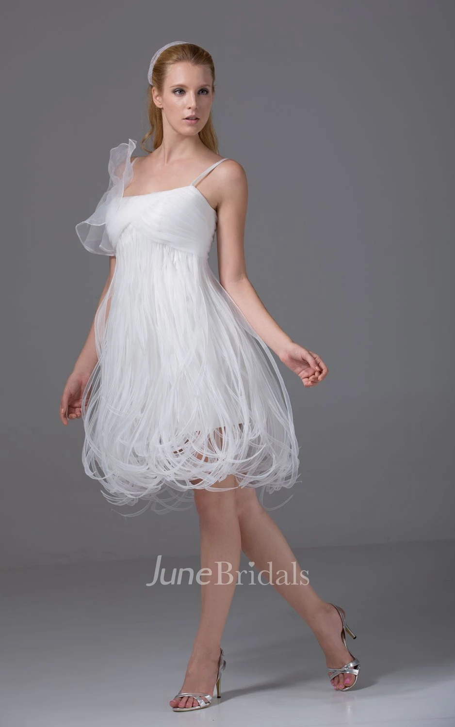 Lovely Spaghetti-Strap Knee-Length Dress With Thread Design