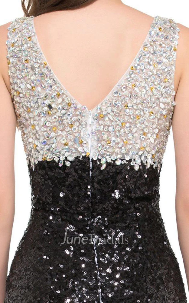 Sleeveless Scoop Neck Long Sequins Dress