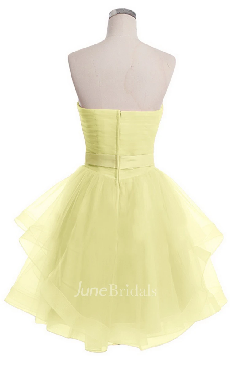 Sweetheart A-line Mini Dress With Pearled Waist