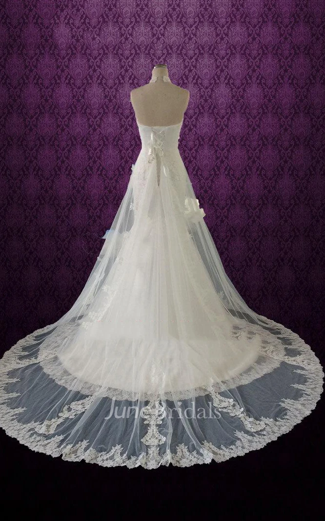 Halter Sleeveless Lace Weddig Dress With Beading And Pleats