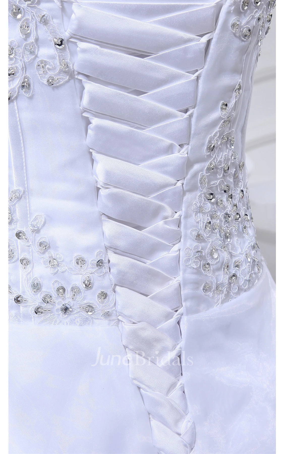 Strapless A-Line Pick-Up Ball Gown with Appliques and Beading