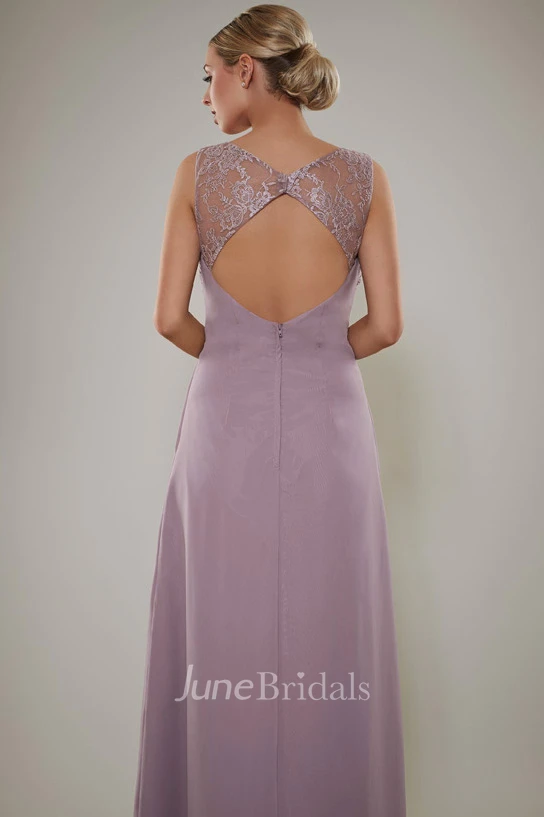 V-Neck Empire Ruched Sleeveless Chiffon Bridesmaid Dress