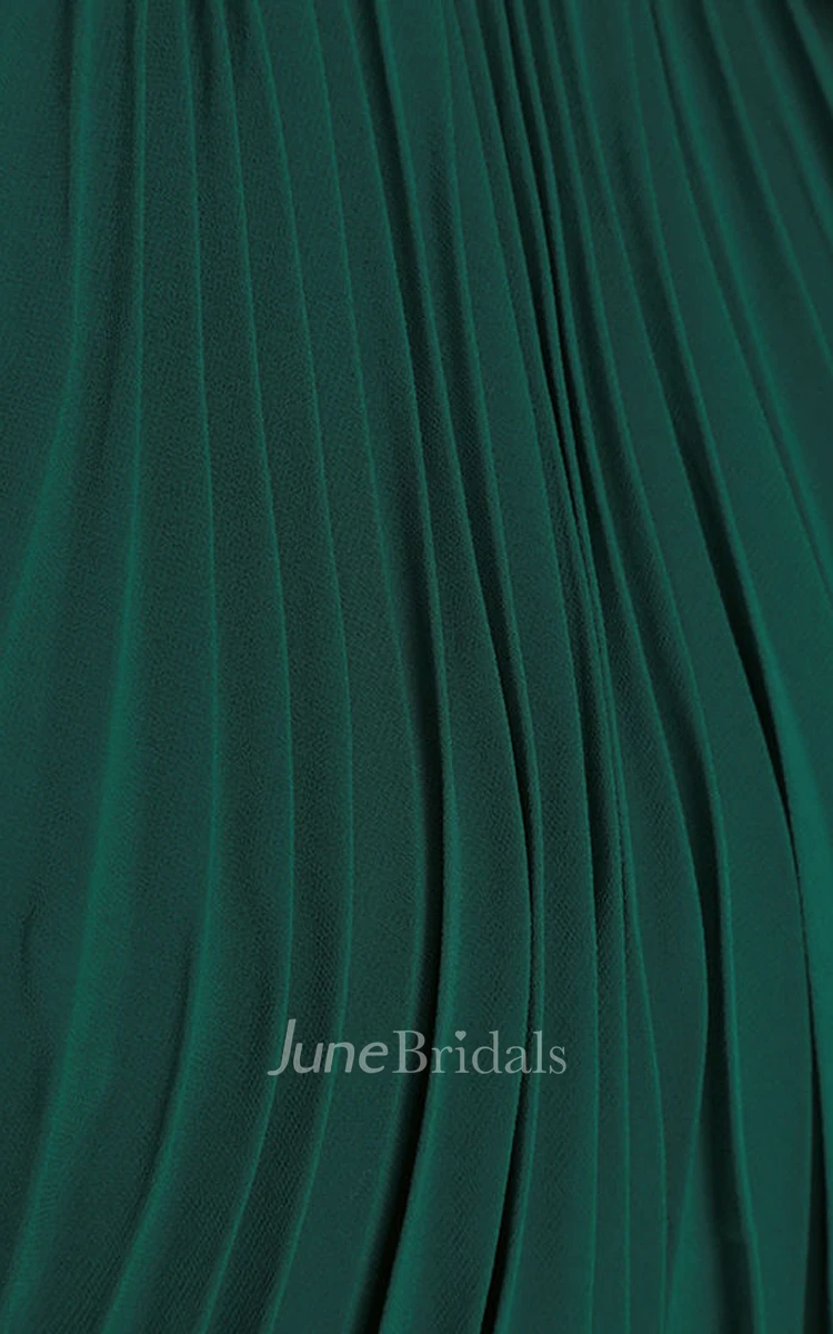 Chiffon Long Charming Sleeveless Dress With Pleats