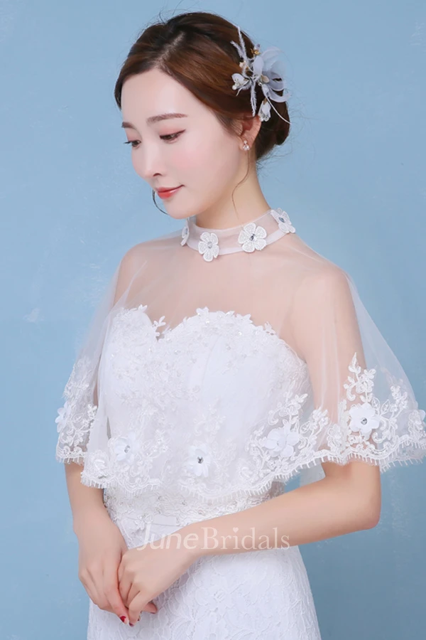 New White Spring and Summer Sweet High-necked Lace Shawl