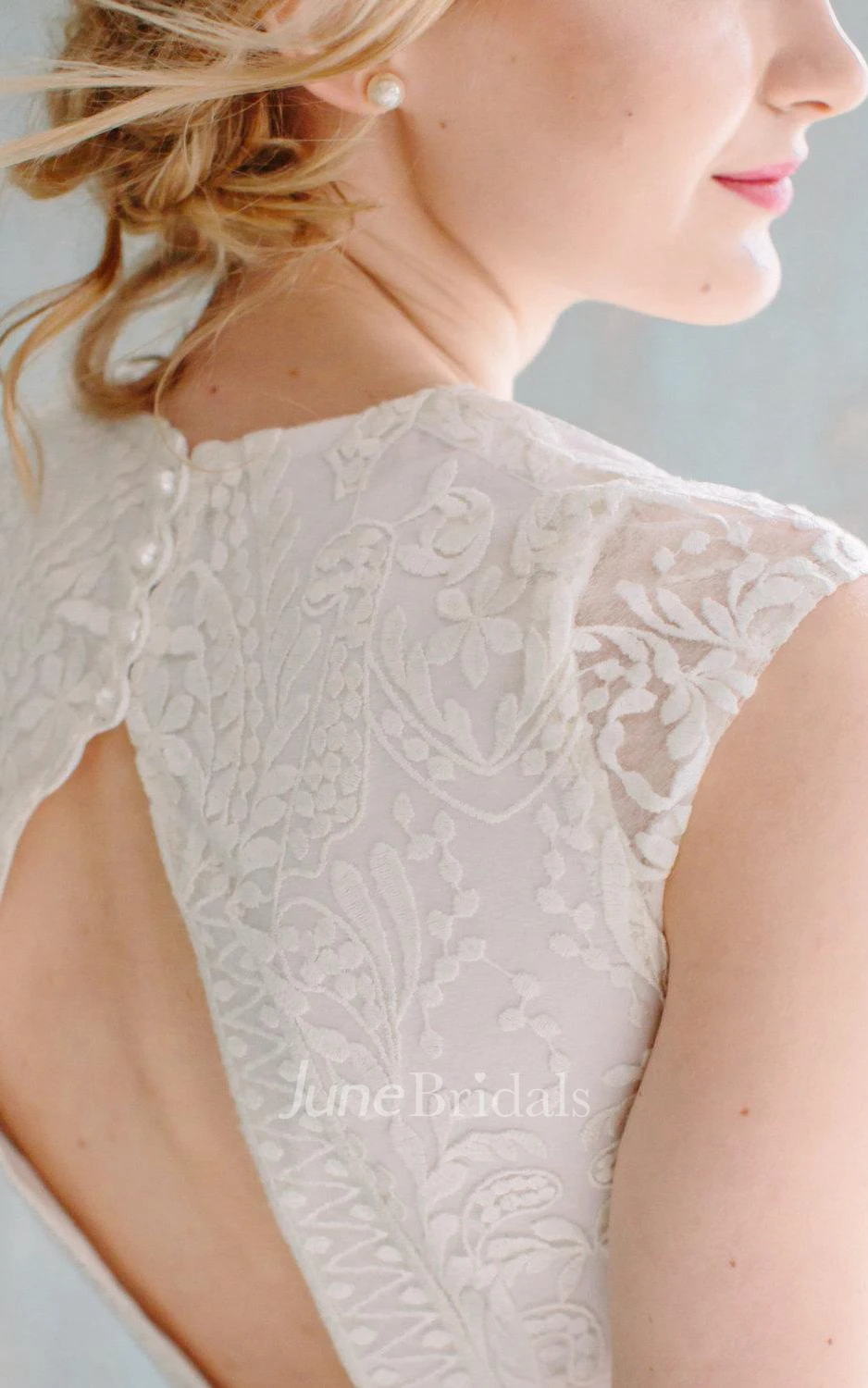 A-Line Floor-Length Chiffon Lace Satin Dress With Sash Ribbon Button