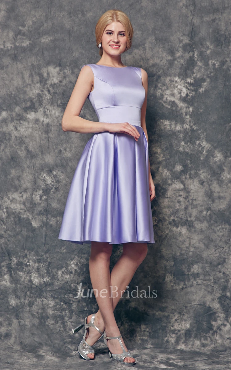 A-line High Neck Short Satin Dress Bridesmaid Dress