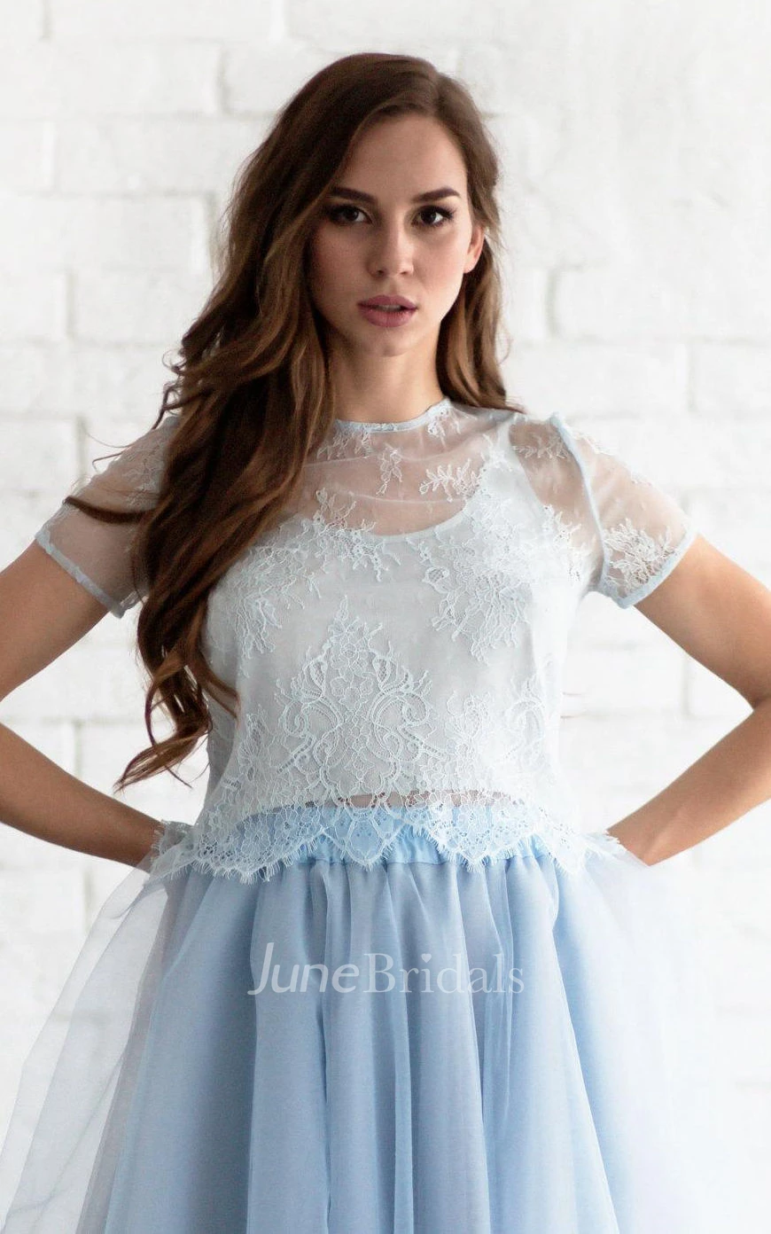 A-line Tulle Skirt With Lace and Pleated Skirt