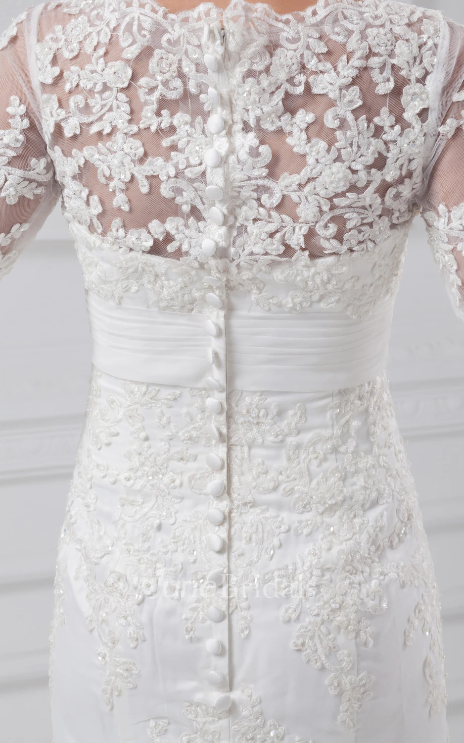 V-Neck Long-Sleeve Siren Gown With Lace Appliques