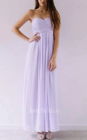 Sweetheart Criss Cross Chiffon Dress With Zipper Back