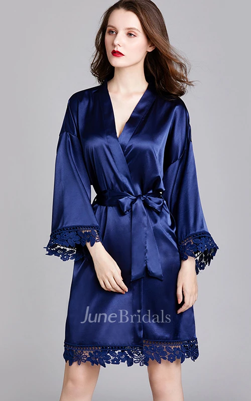 Laced Plain Bride Bridesmaid Robe