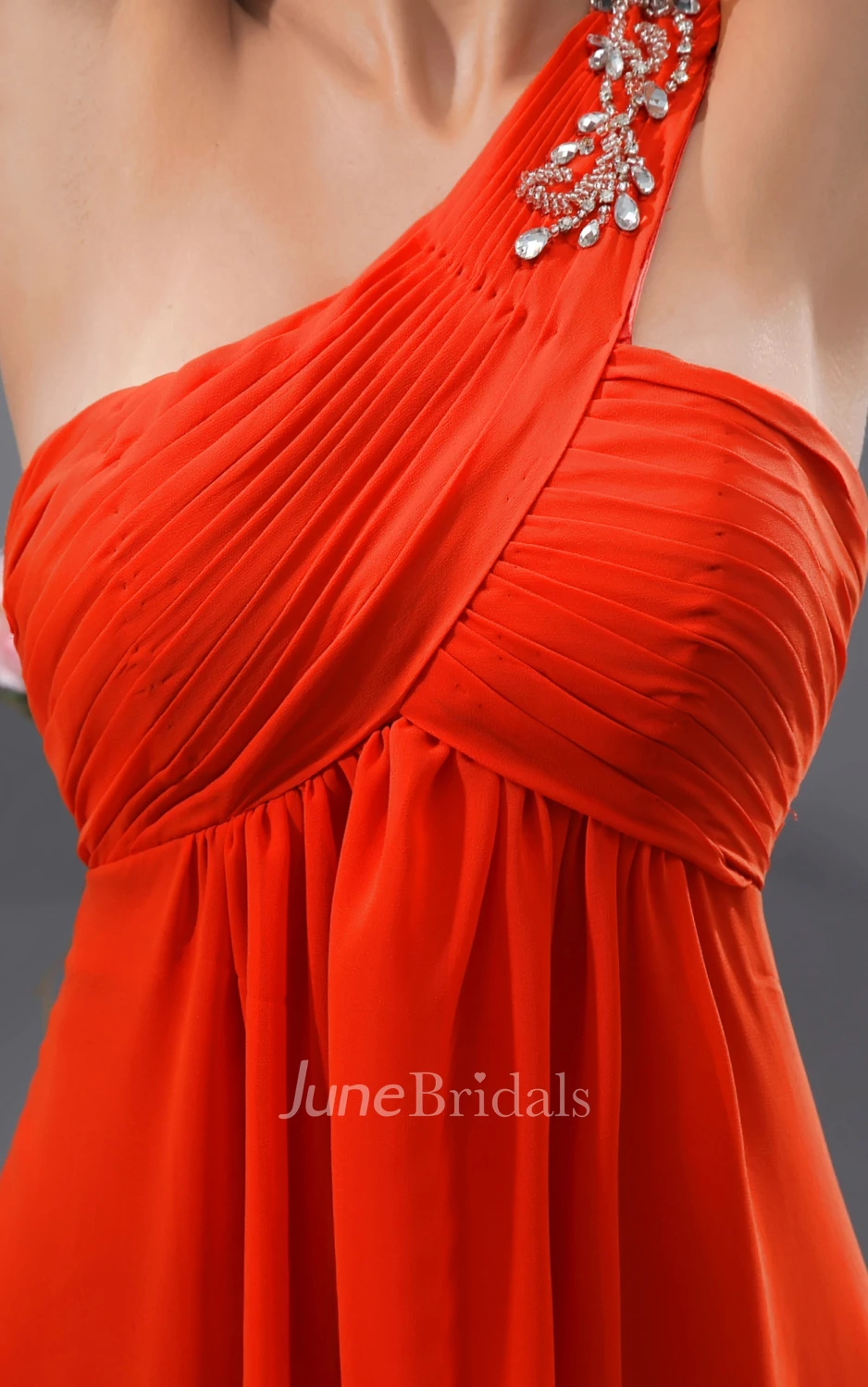 Maxi One-Strap Ethereal Chiffon Dress With Brush Train