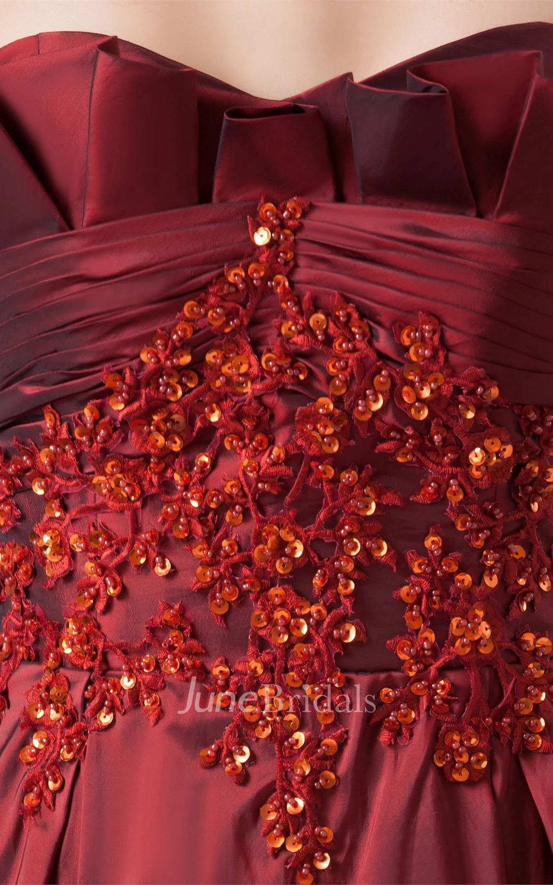 Strapless Tiered A-Line Gown with Beading and Appliques