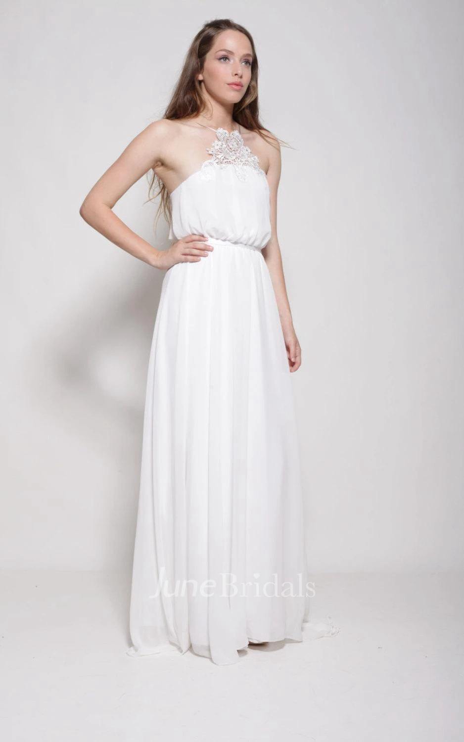 Chiffon Weddig Dress With Split Front Embroideries Split