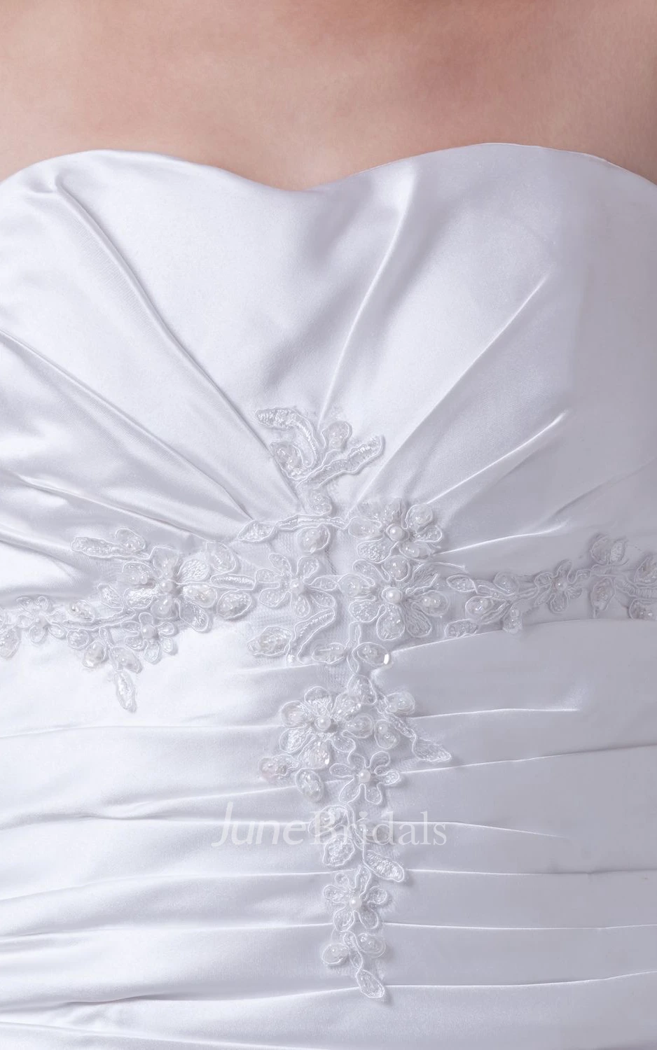 Strapless Central-Ruched Sheath Dress With Beading and Sweep Train