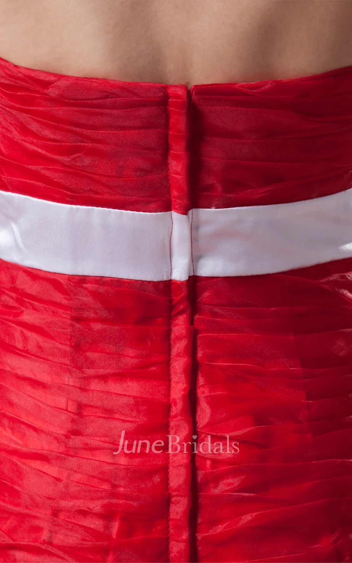 strapless mermaid organza dress with floral skirt and ruching